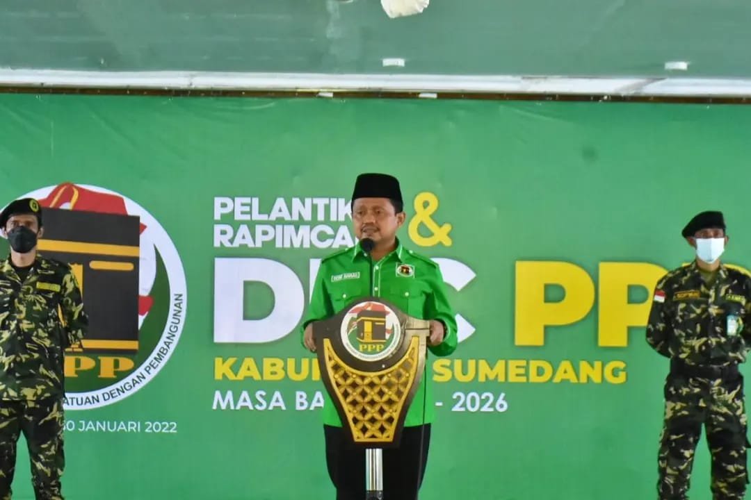 Pelantikan Pengurus Harian DPC PPP Sumedang periode 2021-2026 dan Rapimcam di Gedung Islamic Centre Sumedang, Minggu, (30/1/2022)