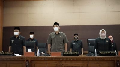 Rapat Paripurna DPRD Sumedang Atas LKPJ Bupati 2021 di Aula Tampomas IPP Sumedang, Senin (25/4/2022).