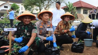 Dukung Ketahanan Pangan, Polres Sumedang Tanam 15 Ribu Ubi Cilembu dalam Polybag